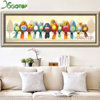 

large Full Drill 5D DIY Diamond Painting Happy Birds In The Forest,Cross Stitch Mosaic Decor gift,5d Diamond Embroidery YY1498