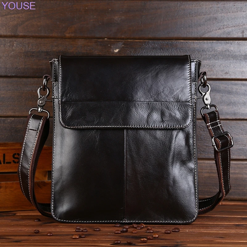 

First Layer Oil Wax Leather Shoulder Bag Men Briefcase Genuine Leather Shoulder Document Men's Bag
