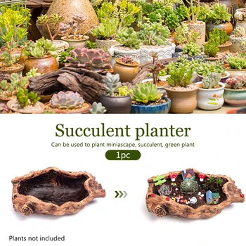 

Living Room Succulent Planter Flower Bonsai Cactus Gardening Pot Patio Vintage Wood Small Rustic Table Decorative Home Office