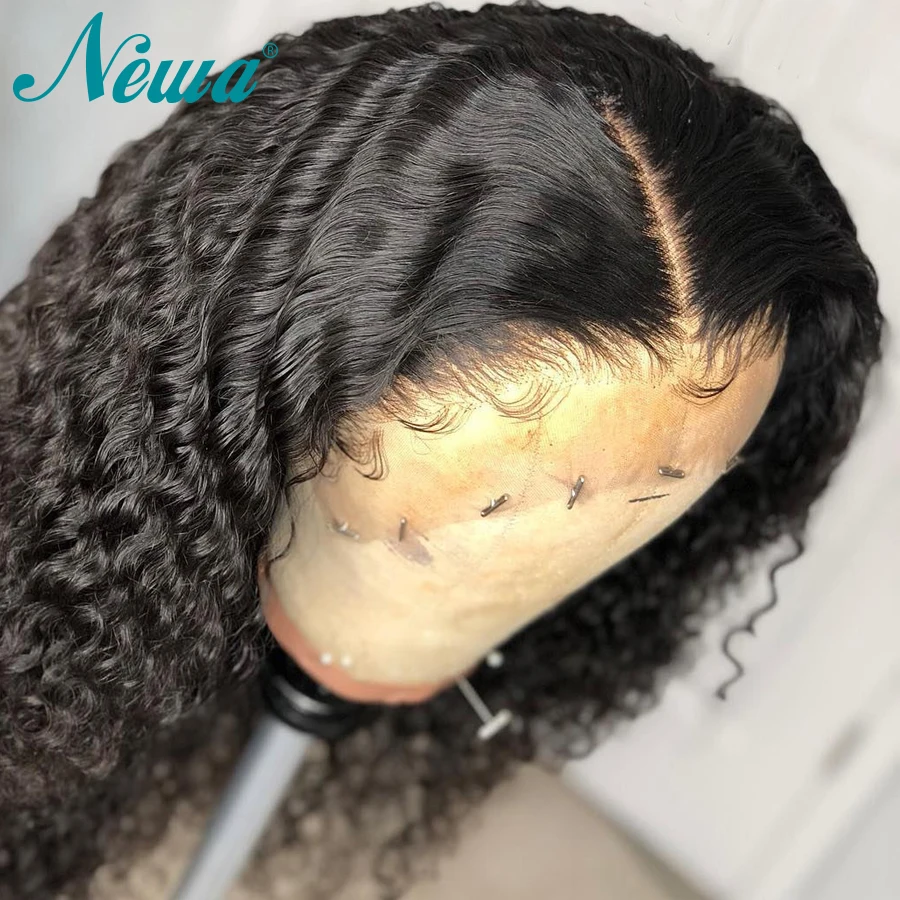 Newa волосы предварительно выщипанные 360 синтетический фронтальный парик с детскими волосами волна воды бразильские Remy 180% человеческие волосы фронтальные парики для черных женщин