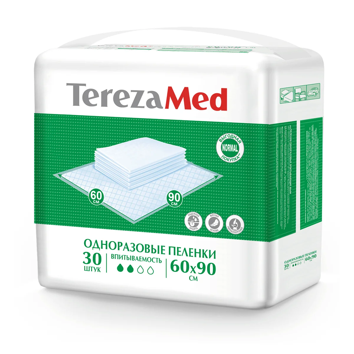 TerezaMed Пеленки одноразовые Normal 60x90 уп.30шт*3 впитывающие пеленки для взрослых