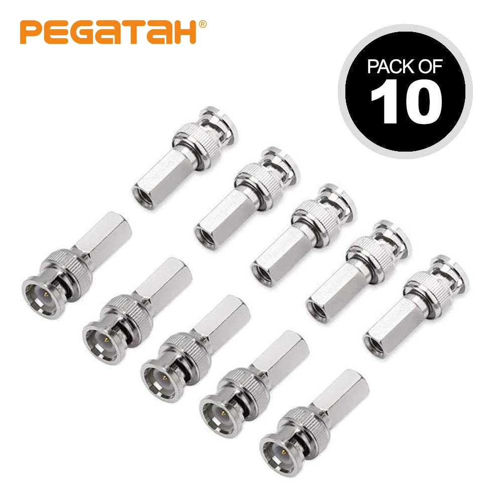 10PCS BNC Male Connectors Cable Adapters for RG59 Coaxial Cable BNC1A2 C63