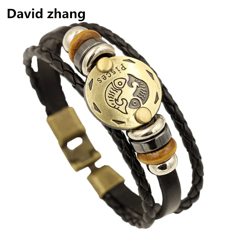 

Birthday gift twelve constellation retro leather bracelet wholesale
