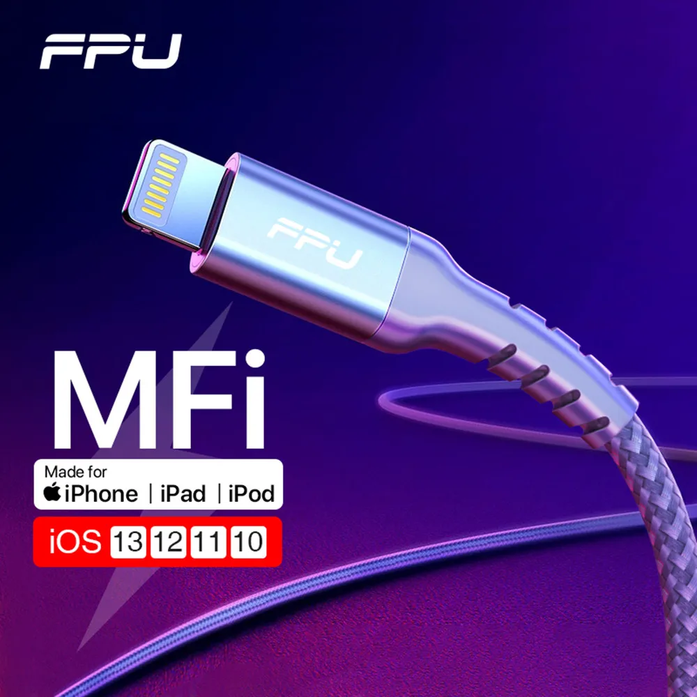 FPU MFi USB Lightning Cable for iPhone 11 Pro Max XR XS X Fast Charging Data Wire Cord for iPhone 8 7 6s Plus iPad Charger Cable
