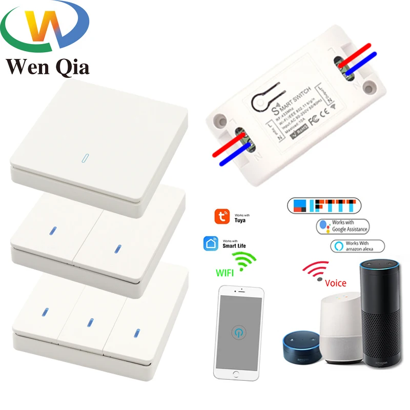 

WiFi/433Mhz/Voice Smart Light Switch Wireless Remote Control 1/2/3gangs rf Relay Receiver AC85-220V control for LED/Light/lamp