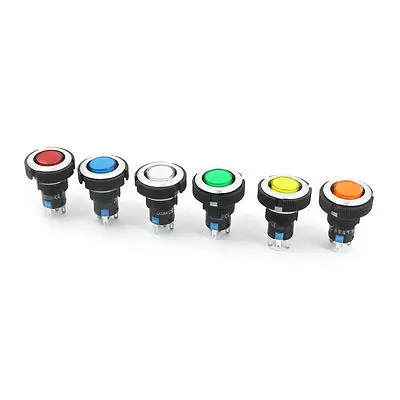 

6Pcs 24V 22mm Thread SPDT Momentary 6-Color Light Car Auto Push Button Switch