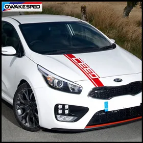 Racing Sport Stripes Car Bonnet Sticker Auto Hood Cover Enigne Decor Vinyl Decal For KIA CEED SW PRO GT 2010-2019 3-5 doors (6)_副本