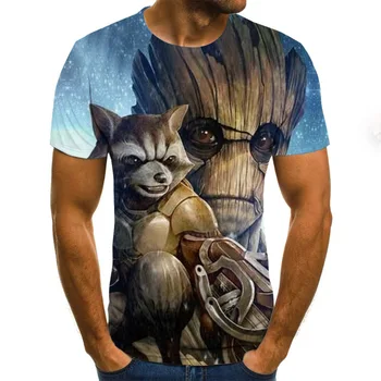 

2020 summer men and women 3D printing Groot T-shirts cute style O-neck high quality short sleeve streetwear fashion kids T-shirt