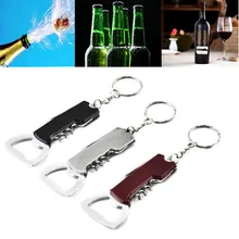 

NEW TY Creative Wine Bottle Opener Keychain Stainless Steel Multifunctionial Wooden Handle Opener Portable Wine Beer Opener