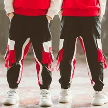 Новинка года; сезон весна-осень; стильная детская одежда для мальчиков; повседневный комбинезон контрастного цвета с пряжкой для детей среднего и большого размера