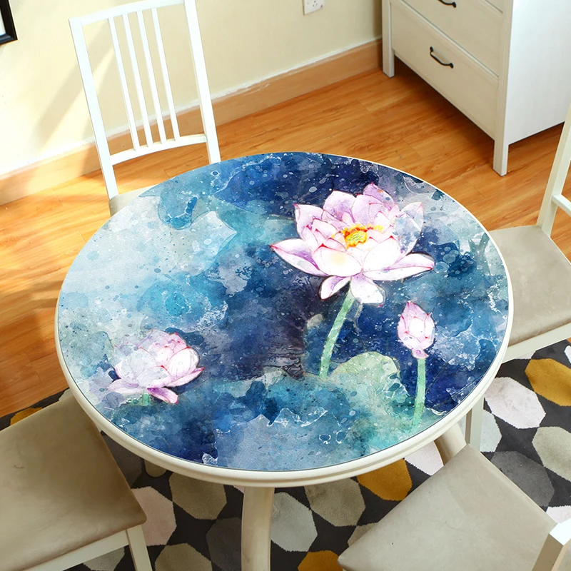 Скатерть из ПВХ мягкая Водонепроницаемая маслостойкая круглая скатерть в