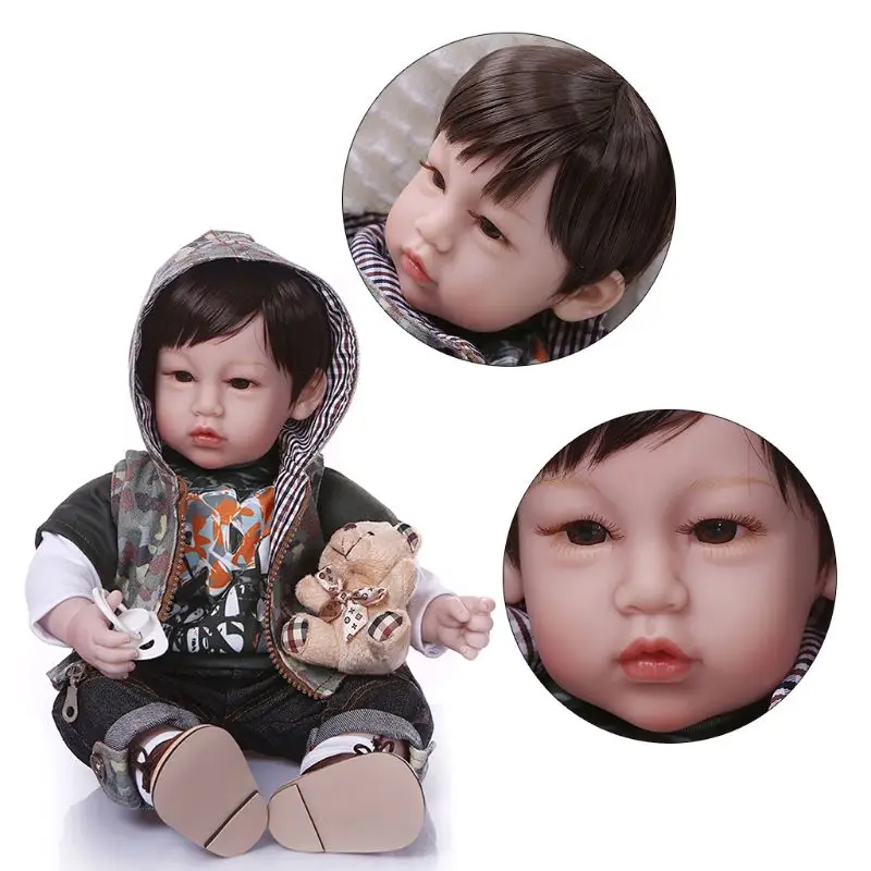 

50cm Reborn Doll Realistic Soft Silicone Vinyl Newborn Babies Toy Boy Clothes Pacifier Lifelike Handmade Gift 95AE