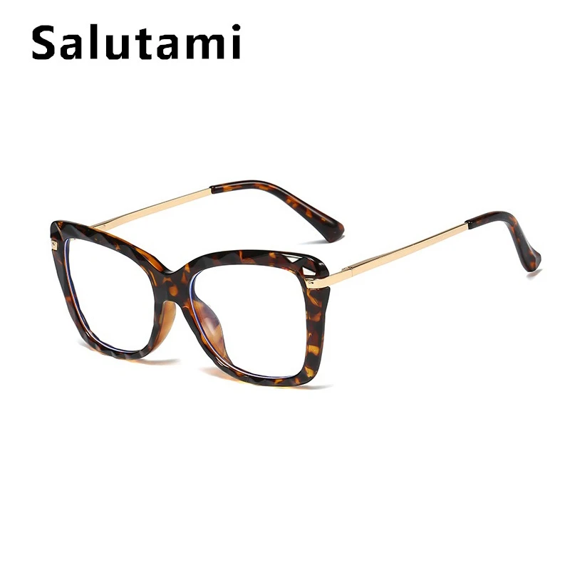 Анти-синий светильник TR90 очки для женщин бренд прозрачные красные квадратные компьютерные очки оправа мужские прозрачные очки для близорукости - Цвет оправы: leopard clear