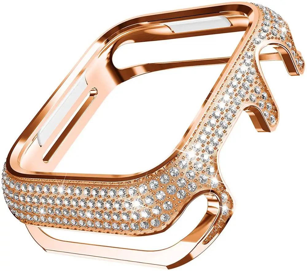 Diamond Cover Per Apple Watch Case 44Mm 40Mm 42Mm 38Mm Accessori Luxury Bling Alloy Bumper Protector Iwatch Series 3 4 5 Se 6