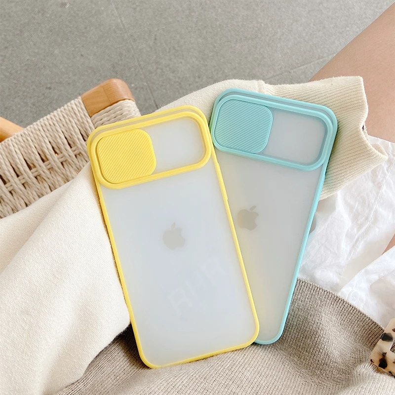 Camera Lens Protection Phone Case on For iPhone 12 Pro Max Silicone edge PC backplane For iPhone 12 mini Color Candy Back Cover