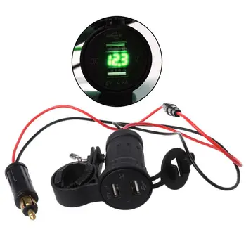 

Waterproof Handlebar Dual USB Charger Power Adapter LED Voltmeter Hella DIN Plug Socket for bmw Motorcycle