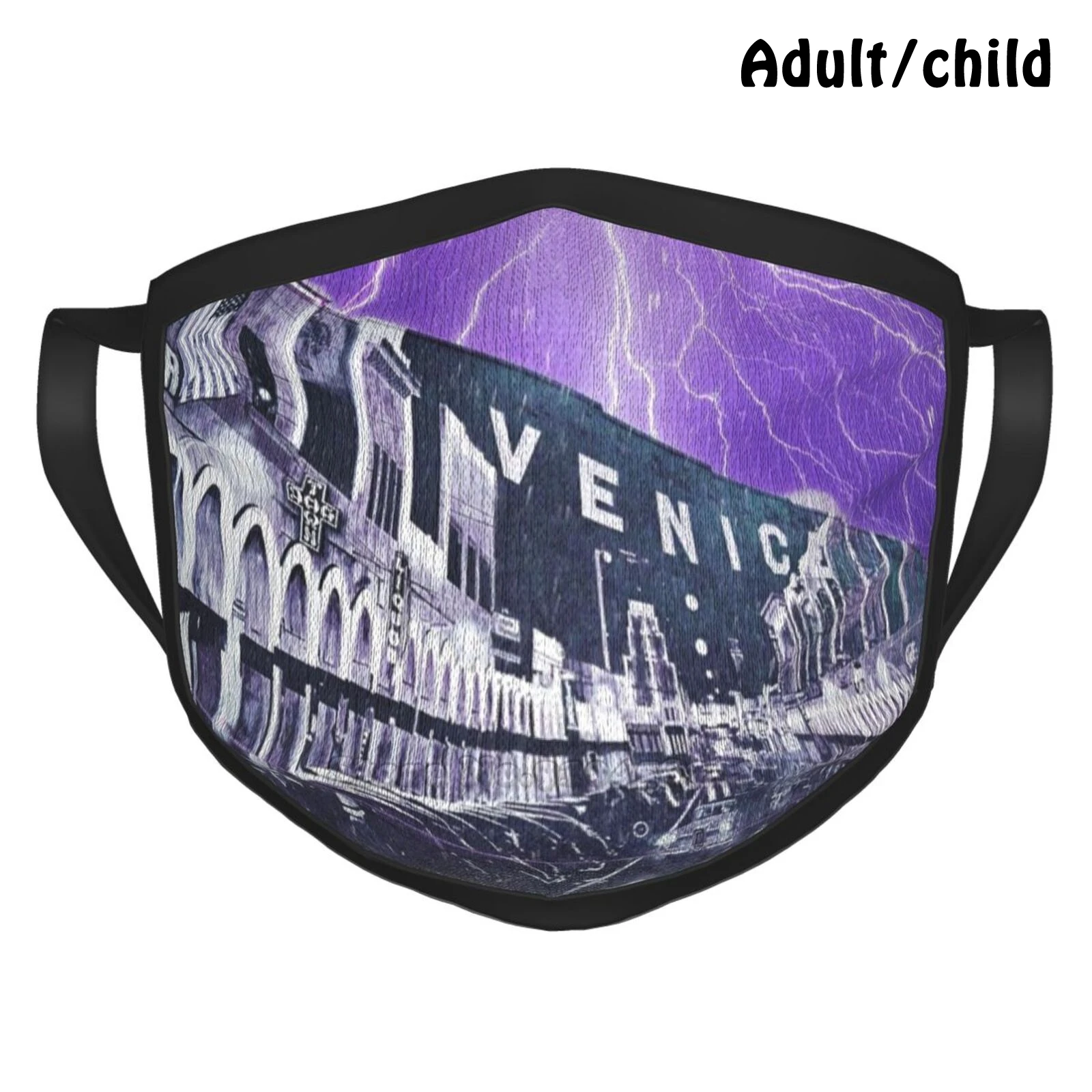Untitled 2 Fashion Print Funny Pm2.5 Reusable Face Mask Purple Lightening Light Storm Stormy Sky Weather Venice Beach | Аксессуары для
