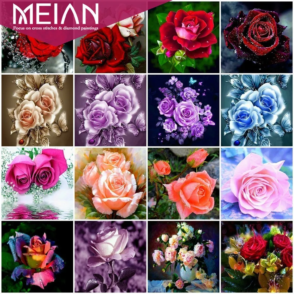 Алмазная вышивка Meian Flower 5D алмазная картина для рукоделия стразы живопись
