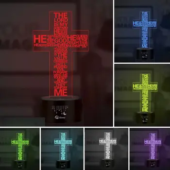 

Christ Jesus Cross 3D Night Light Table Desk Lamps Elstey 7 Color Changing Touch Lights with Acrylic Flat & ABS Base USB Cabler