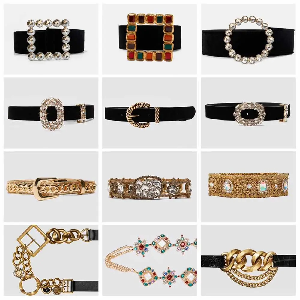 

Girlgo 2019 Luxury PU Leather ZA Belt for Women Metal Maxi Charm Buckle Belly Chain Waist Party Jewelry Girl Gifts Wholesale