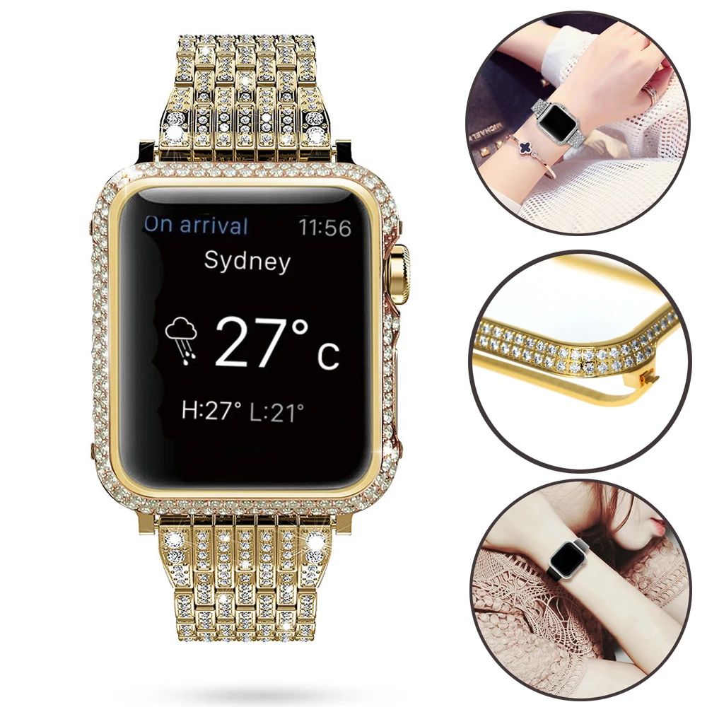 

Slim Watch Cover For apple watch case diamond with drill Screen Protector for iwatch 4 Amazon ebay hot sale for woman