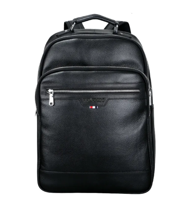 Мужской рюкзак из натуральной кожи, Мужская многофункциональная Водонепроницаемая 14 дюймовая сумка для ноутбука, модная мужская деловая дорожная сумка, рюкзак