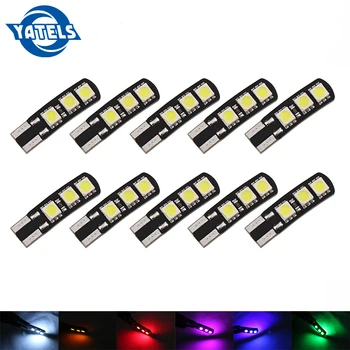 

10 PCS 12V Blade 194 W5W T10 6 SMD LED 5050 Canbus No Error Free Car Tail Turn Indicator Bulbs Light Lamp taillights light bulb