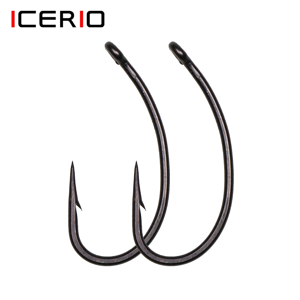 ICERIO100pcsMattBlackHighCarbonSteelCurvedShankCarpFishing
