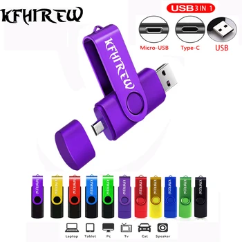 

OTG 3 IN 1 pen drive 128GB 64GB Key usb flash stick 32GB pendrive 16GB cle usb memory 8GB4GB usb flash drive free Type-C adapter