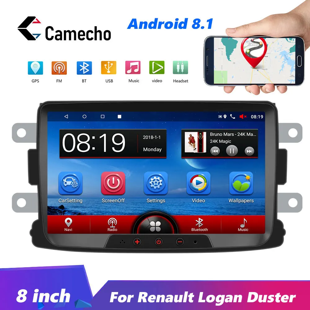 

Camecho 8'' GPS Android 8.1 MP5 Multimedia Player 2Din Buletooth Car Radio Mirror Link Autoradio Car Stereo For Renault Sandero
