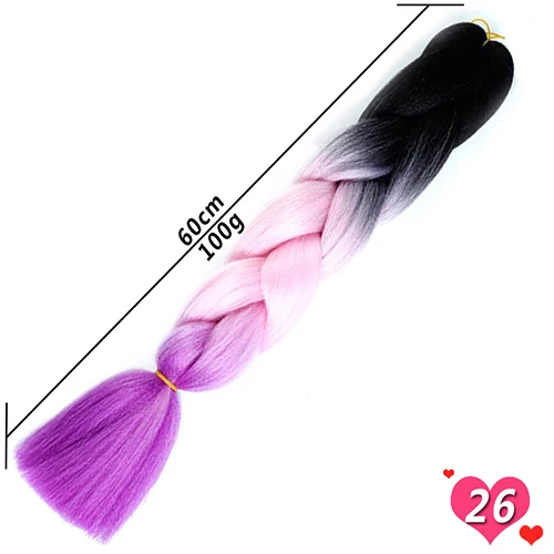 Allaosify, вязанные крючком косички, синтетические Омбре, огромные косички, волосы для наращивания, Омбре, косички, волосы фиолетовые, радужные, огромные косички - Цвет: T1/27
