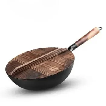 

Wok Old-fashioned Wok Hand-forged Wok Non-stick Cooking Pot Induction Cooker Gas Stove Suitable for Wok Cast Iron Cookware