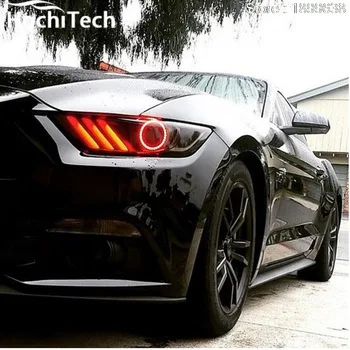 For Ford Mustang RGB LED headlight halo angel eyes kit car styling accessories 2015 2016 2017
