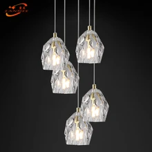 Современный светодиодный светильник из стекла, Большая лестница, подвесные светильники, хрустальные лампы для гостиной, столовой, лестницы, украшения отеля