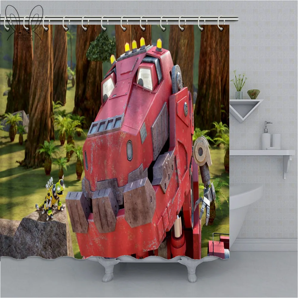 Dinotrux Американский мультсериал на заказ ткань занавеска для душа Водонепроницаемая занавеска для ванной из полиэфира с комплектами - Цвет: 74127