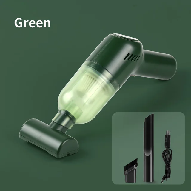 Car Vacuum Cleaner Handheld Portable Wireless Electric Vacuum Cleaner 8000Pa Strong Suction Car Household Dual-Use Mini Cleaner Green