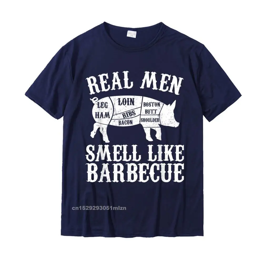 Tops Shirt Design Tee Shirt Summer/Fall Special Casual Short Sleeve Cotton Fabric Crew Neck Mens T-Shirt Casual Mens Real Men Smell Like Barbeque BBQ Barbecue Grilling Gift T-Shirt__4569 navy