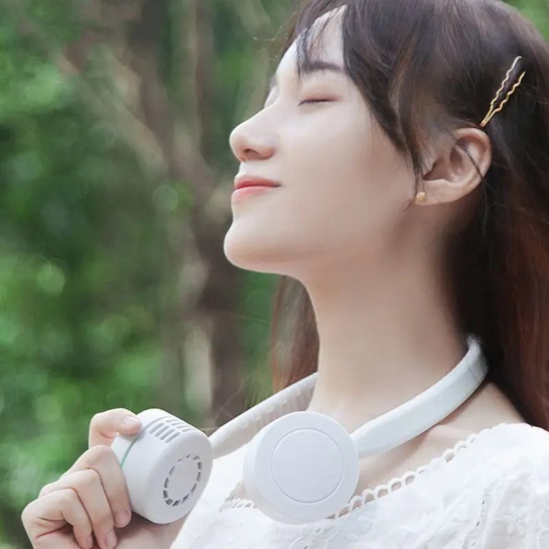 

Portable Hanging Neck Fan Cooling Fan Low Noise Strong Airflow Cooler 3 Speed Adjustable Silent Fan