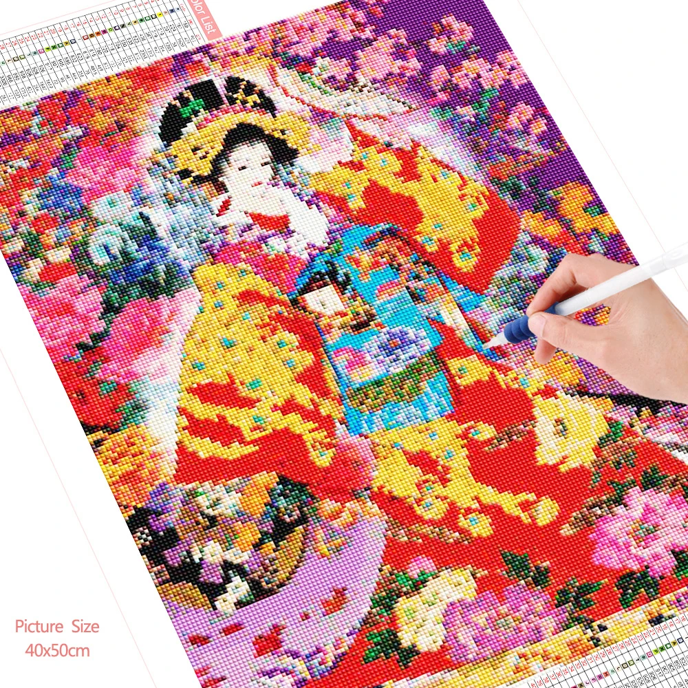 HUACAN-Full-Square-Round-Drill-5D-Diamond-Painting-Geisha-Japan-Embroidery-Mosaic-Portrait-Cross-Stitch-Home