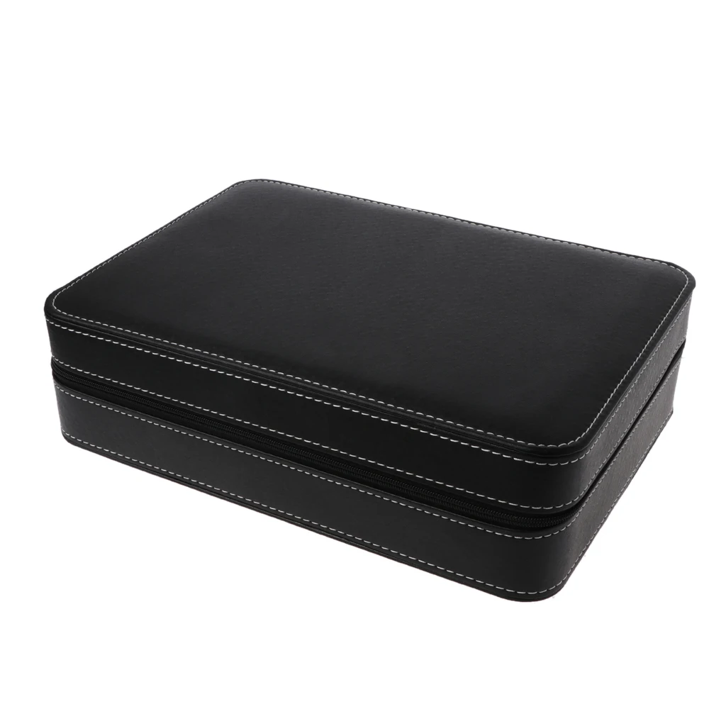 Watch Zipper Travel Gift Box Leather Display Case Jewelry Cushion Storage Set 10 Slots watch storage box