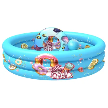 

Indoor Outdoor Water Party For Kids Inflatable Swimming Pool 3 Rings Portable