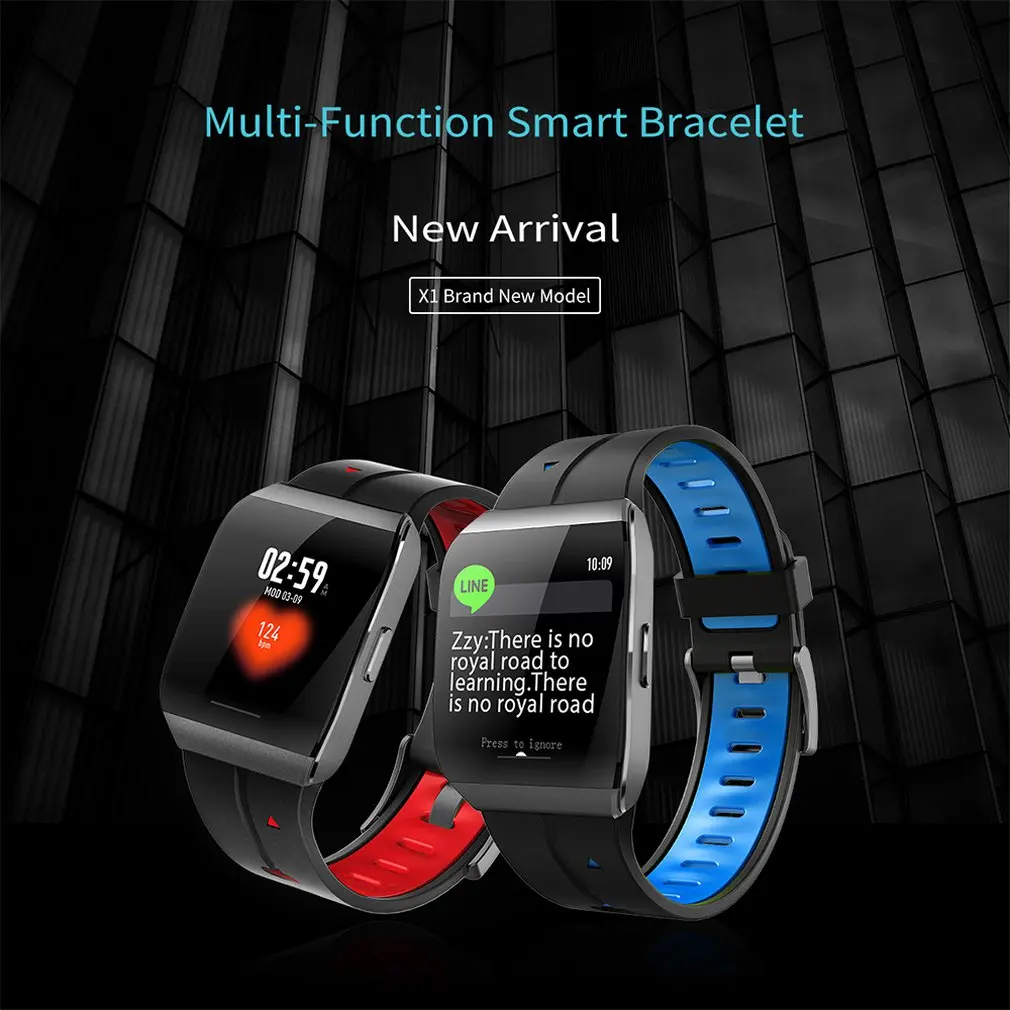 Smart Watch Large Screen Wireless 5.0 Can Measure Black Leather Swimming Multi-Dial X1 Smart Bracelet