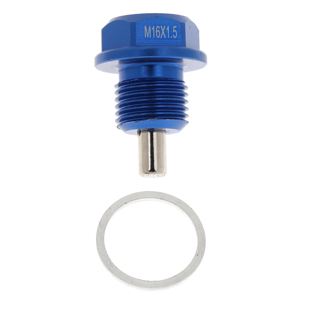 M16x1.5 металлический магнитный слив масла затыкающий Болт Винт сливная гайка с шайбой синий