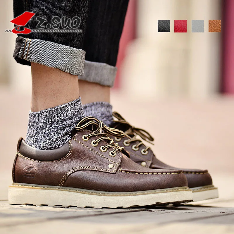 

ZS England Work Shoes Men's Casual Big Head Shoes Men Leather Shoes Spring And Autumn MEN'S SHOES Fashion ZS 16208