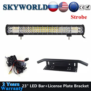 

SKYWORLD 23" Dual Color Strobe LED Light Bar Combo Beam Driving Barre Lamp +Bull Bar License Plate Mount Bracket For 4x4 SUV UAZ