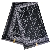 Африканская восковая ткань с принтом Нигерия, Анкара настоящий голландский воск белый цветочный узор Черная Ткань 6 ярдов \ Лот