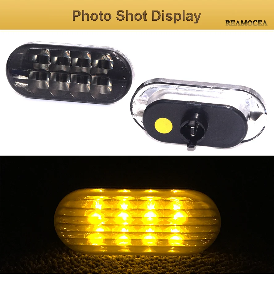 Reamocea 2Pcs Car-Styling Amber Light LED Lamp Side Marker Turn Signal Light Fit For VW Passat B5 Jetta Golf Bora MK4 1999-2004 (1)
