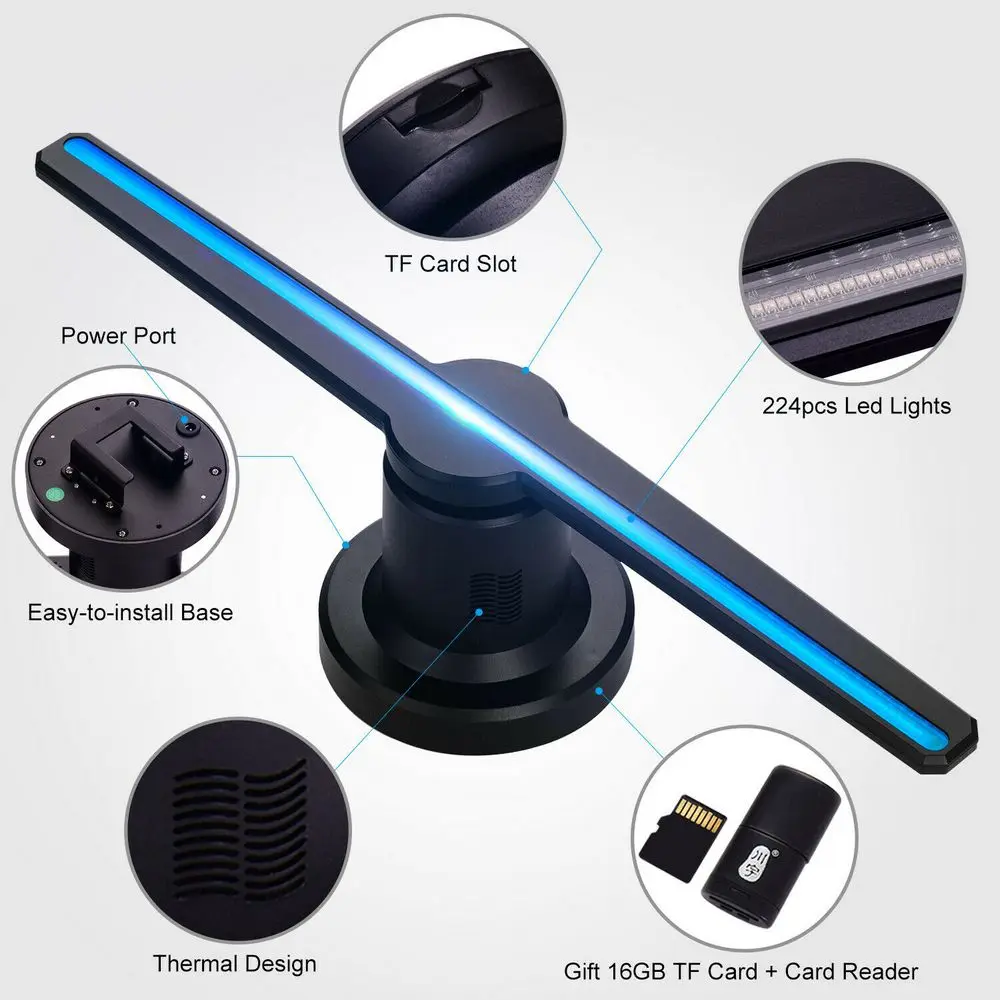 3DHologram Projector Light WiFi/Plug-in Advertising Display 224 LED Beads Fan Holographic Imaging Lamp 3D Remote Hologram Player
3DHologram Projector Light WiFi/Plug-in Advertising Display 224 LED Beads Fan Holographic Imaging Lamp 3D Remote Hologram Player