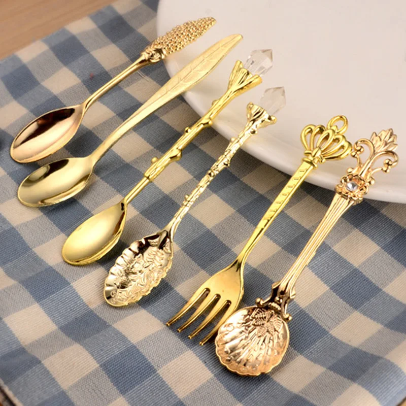 

6PCS Silver Stainless Steel Christmas Coffee Spoons Tea Scoops Drinking Tableware Ice Cream Desserts Spoon Home Kitchen Tools#6