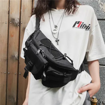 

Tide brand street shooting men and women backpack hip hop locomotive chest bag tide pockets casual outdoor sports bag